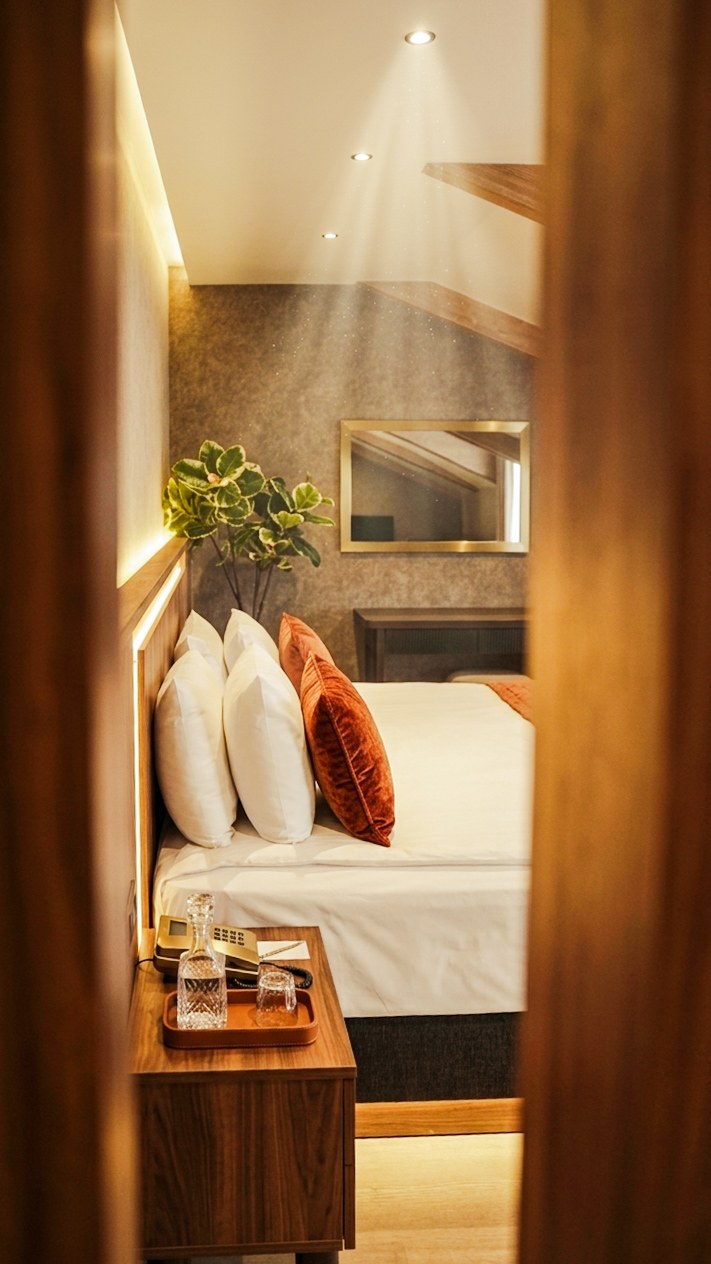Dugi Hotel odasına kapı aralığından bakış
